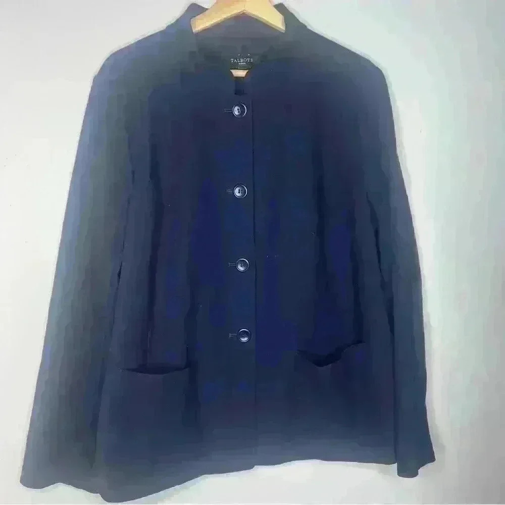 Talbots Blue Button Down Jacket Blazer Size 14W - image 2